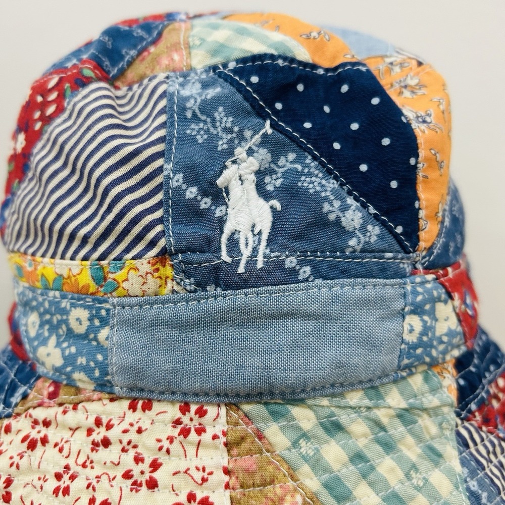 Polo Ralph Lauren Cotton Twill Vintage Inspired Patchwork Bucket Hat NWT S/M - Picture 2 of 7